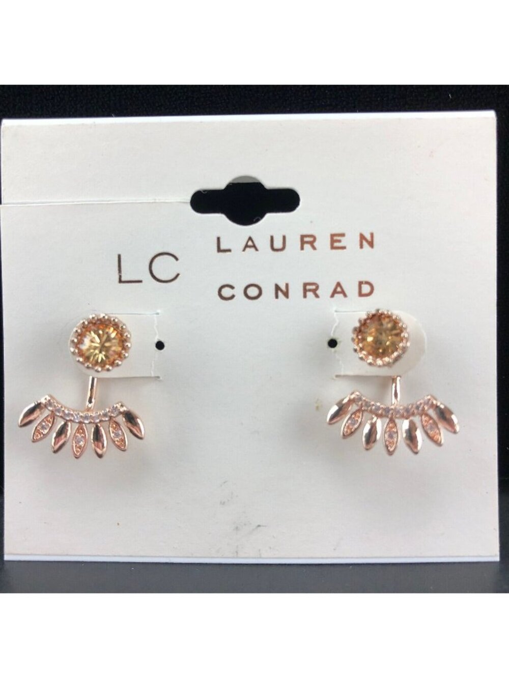 LC Lauren Conrad Earrings Copper-Tone Orange Cubic Zirconia Ear Jackets